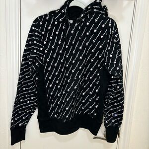 Champion Reverse Weave Hoodie Sweatshirt Men's Size Small S Black Logo Print